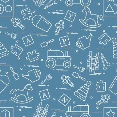 Çocukların oyuncakları çeşitli ile şirin seamless modeli: h sallanan