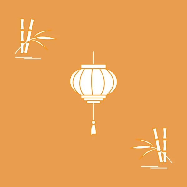 Icono estilizado de la linterna china y el bambú. Viajes y leis — Vector de stock
