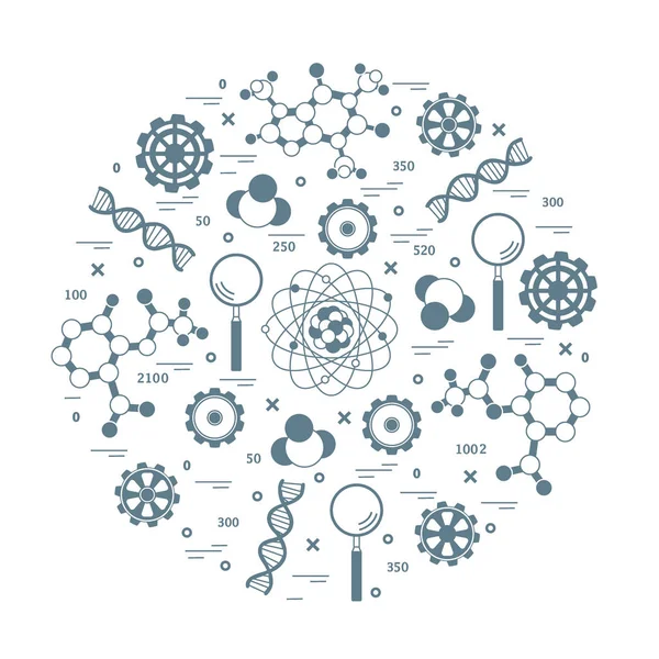 Stilize vektör simge çeşitli bilimsel, eğitim elemanları.