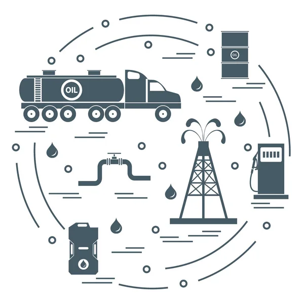 Roztomilý vektorové ilustrace ropného tankeru, zařízení pro olej produ — Stockový vektor