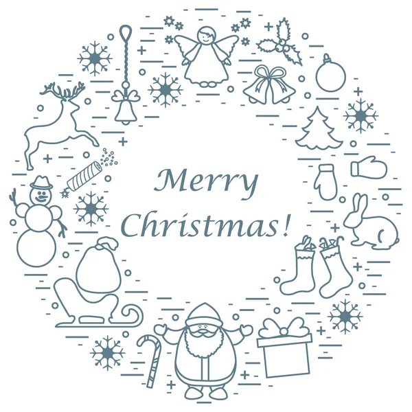 Farklı yeni yıl ve Noel simgeler vektör çizim 