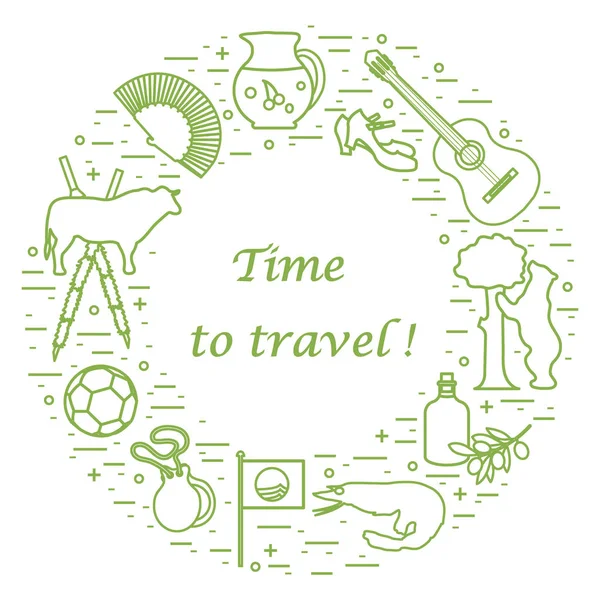 Vektör illüstrasyon düzenlenen İspanya çeşitli semboller ile bir 