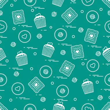 Şirin seamless modeli farklı romantik tatlılar. Aşk conce