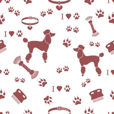 Fino köpeği siluet, tarak, yaka, köpek track seamless modeli