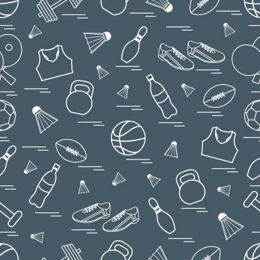 Spor konulu seamless modeli. Vektör çizim spor