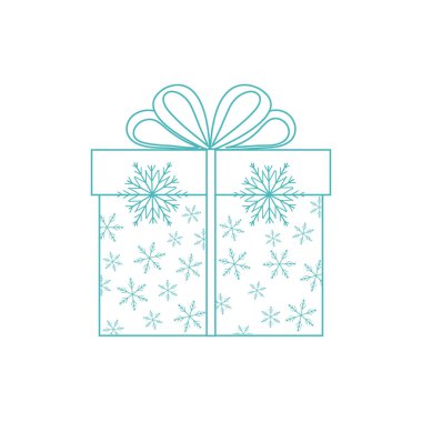 Hediye kutusu vektör çizim üzerinde beyaz ba kar taneleri dekore edilmiştir.