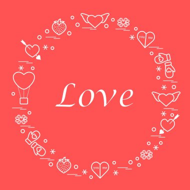 Sevimli vektör çizim ile farklı romantik sembolleri düzenlemek