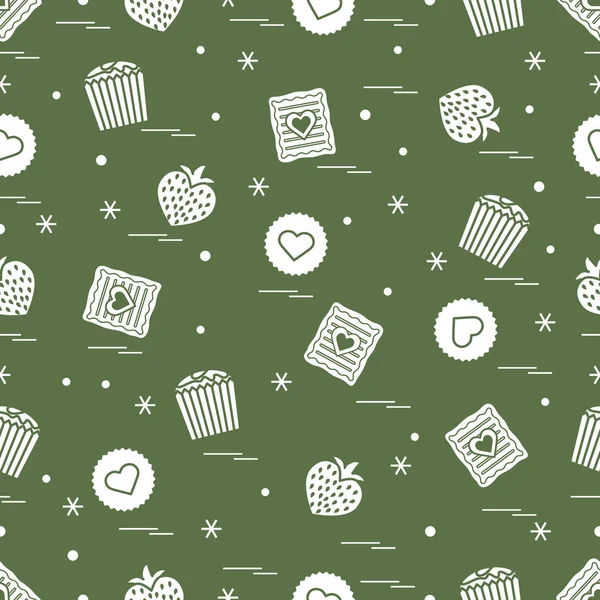 Şirin seamless modeli farklı romantik tatlılar. Aşk conce