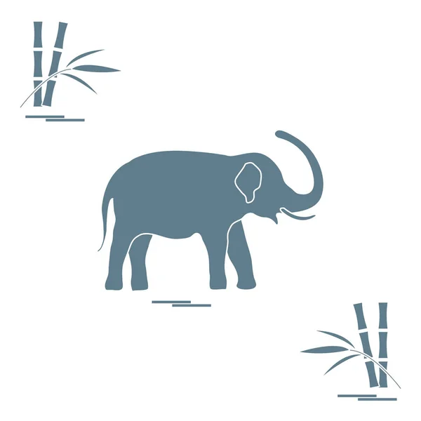 大象和竹的程式化的图标. — 图库矢量图片