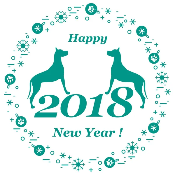 Sevimli vektör çizim iki köpek ve yazıt mutlu yeni y