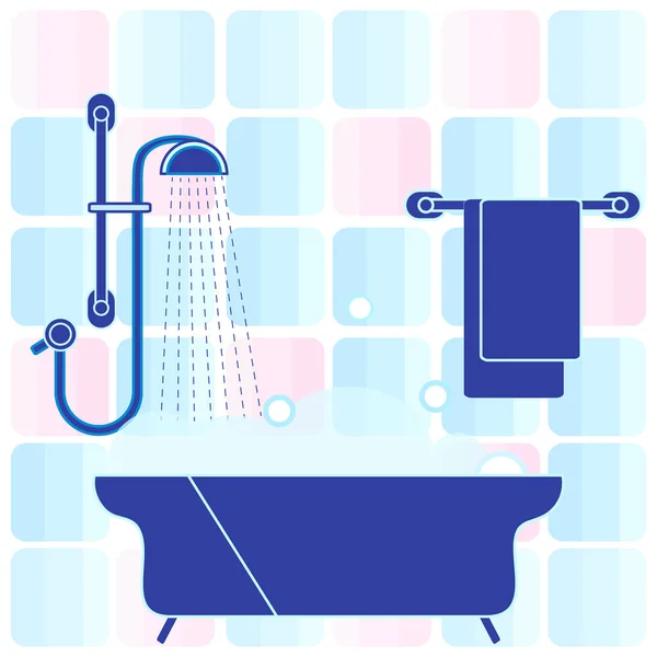 Niedliche Vektorillustration der Vielfalt Badezimmerelemente: Dusche, b — Stockvektor