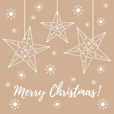 Vektör çizim kar taneleri ve üç yıldız origami ile kat