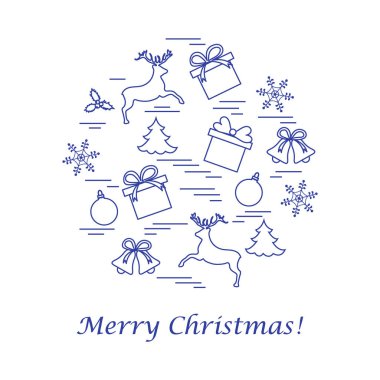 Farklı yeni yıl ve Noel simgeler vektör çizim 