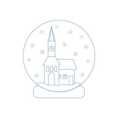 Belediye ile saat ve evin içinde vektör çizim