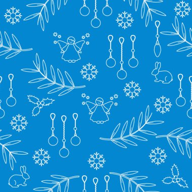 Kış Dikişsiz desen çeşitli yeni yıl ve Noel symb ile