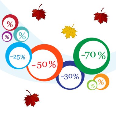 Pazarlar ve dükkanlar için çeşitli indirimler vektör çizim.