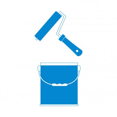 Boya ve boya kovası için renkli silindir güzel resim 