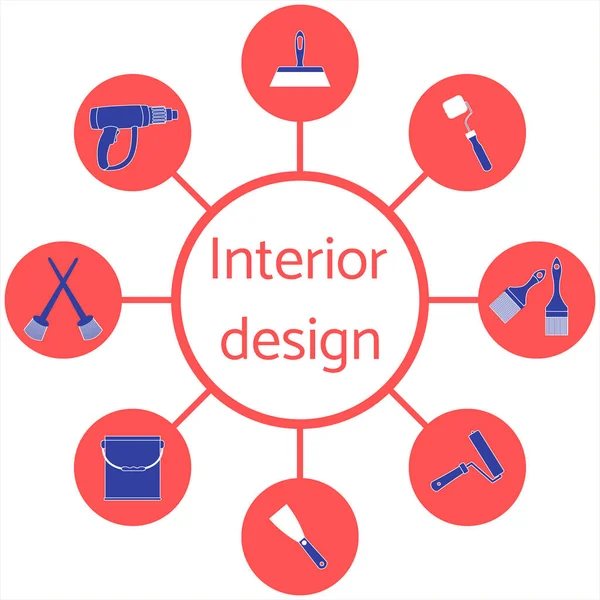 Belle image d'un schéma coloré avec différents outils pour le pr — Image vectorielle