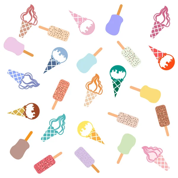 Барвисті картини різних видів смачного морозива — стоковий вектор