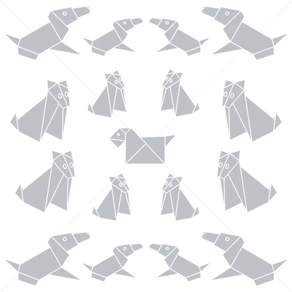 Set de papel de origami para perros — Vector de stock