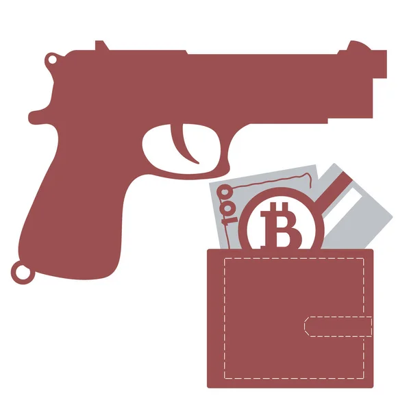Renkli silah ve çanta para bill, kredi ile stilize simgesi — Stok Vektör