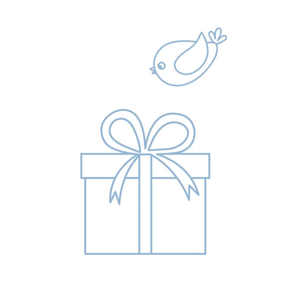 Illustration vectorielle d'une boîte cadeau et d'un oiseau volant pour elle. Fait i — Image vectorielle