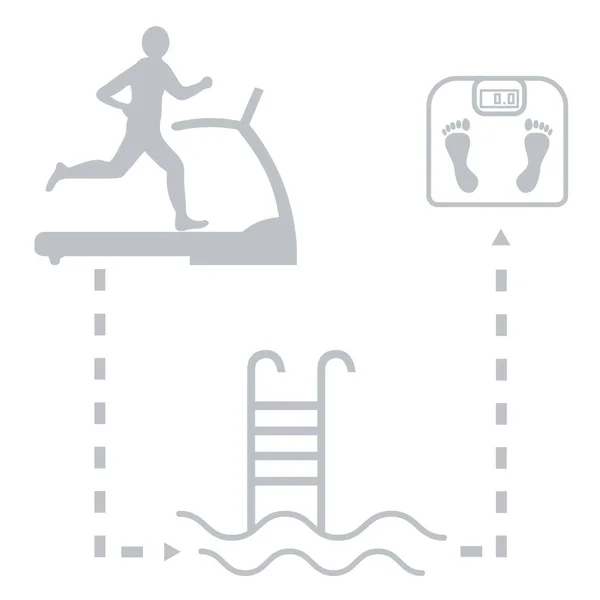 Nice picture of the sport lifestyle: man on a treadmill, swimmin — Stock Vector