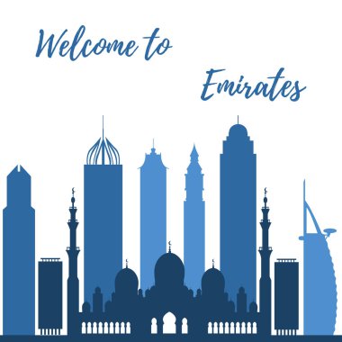 Birleşik Arap Emirlikleri gökdelenler silhouet vektör çizim