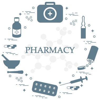 Çeşitli tıbbi cihazlar ve düzenlenen uyuşturucu ilk yardım kiti 