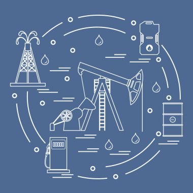 Petrol üretimi için donatım sevimli vektör çizim ca
