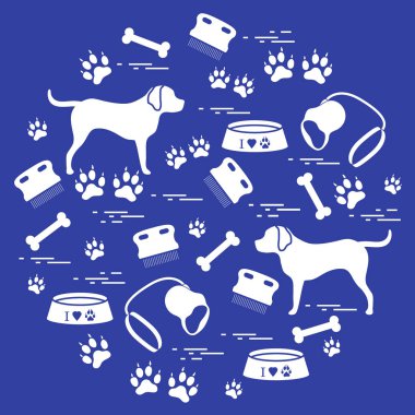 Bir CI düzenlenmiş köpek bakımı için sevimli vektör çizim ürünler