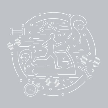 Bir koşu bandı üzerinde koşu adamın illüstrasyon vektör ve farklı