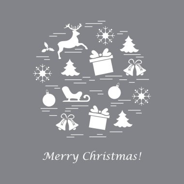 Farklı yeni yıl ve Noel simgeler vektör çizim.