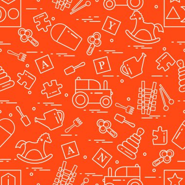 Çocukların oyuncakları çeşitli ile şirin seamless modeli: h sallanan