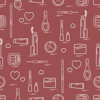 Dekoratif kozmetik ve ca çeşitli unsurların şirin desen