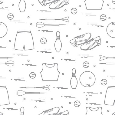 Spor için çeşitli ürünler ile Seamless modeli. Spor Tema.