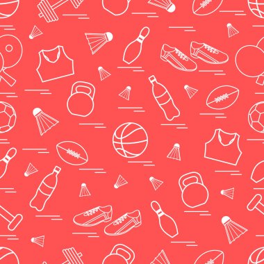 Spor konulu seamless modeli. Vektör çizim spor