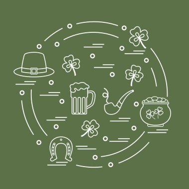 Cute vector illustration with different symbols for St. Patrick'
