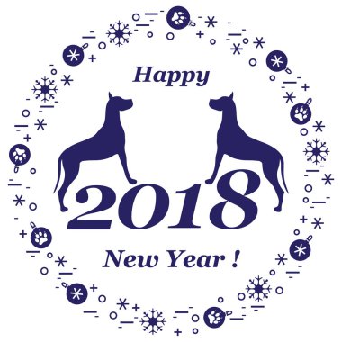 Sevimli vektör çizim iki köpek ve yazıt mutlu yeni y