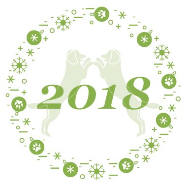 Sevimli vektör çizim iki köpek ve yazıt mutlu yeni y