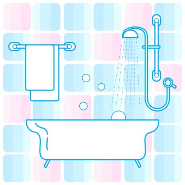 Çeşitli banyo öğeleri tatlı vektör çizim: duş, b