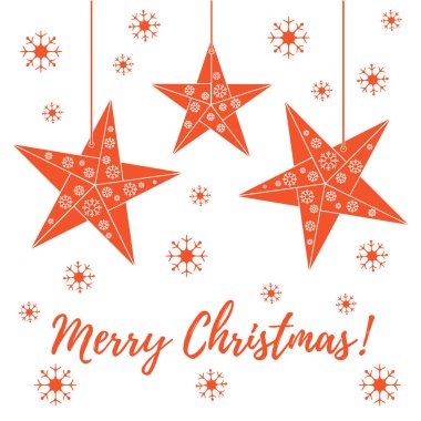 Vektör çizim kar taneleri ve üç yıldız origami ile kat