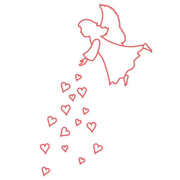Linda ilustración vectorial: corazones bañados de ángeles. Símbolo de amor . — Vector de stock
