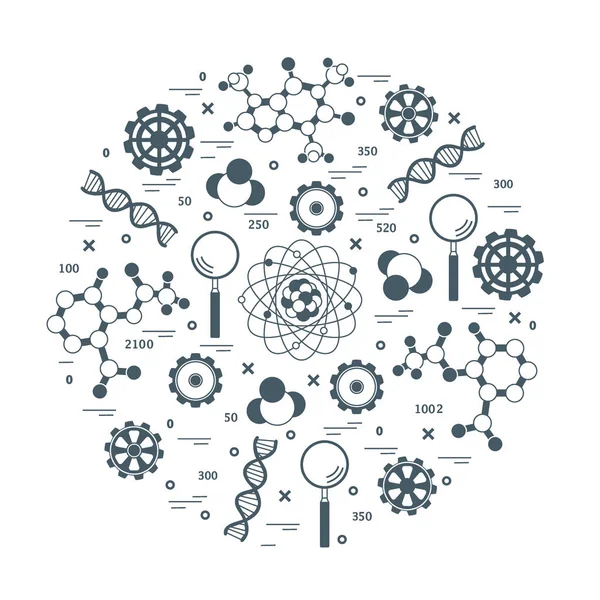 Stilize vektör simge çeşitli bilimsel, eğitim elemanları.
