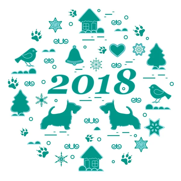 Farklı yeni yıl ve Noel sym sevimli vektör çizimi