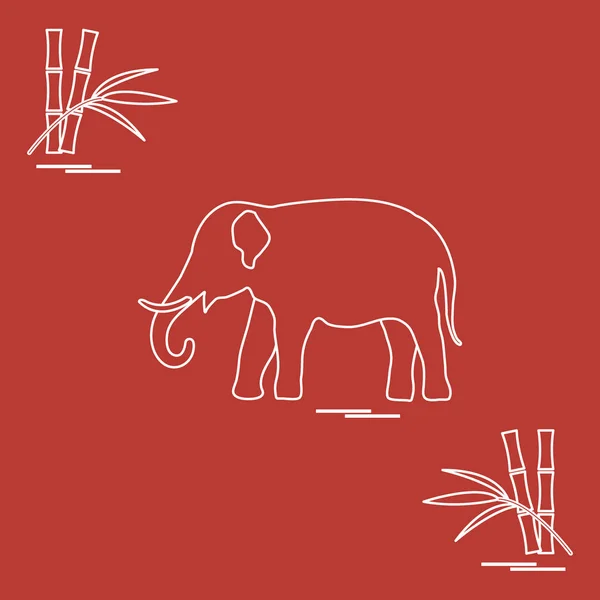 象と竹の様式化されたアイコン. — ストックベクタ