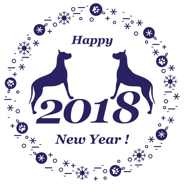 Sevimli vektör çizim iki köpek ve yazıt mutlu yeni y