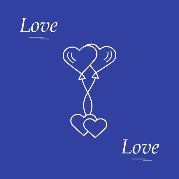 Linda ilustración vectorial de símbolos de amor: globos de aire del corazón ico — Archivo Imágenes Vectoriales