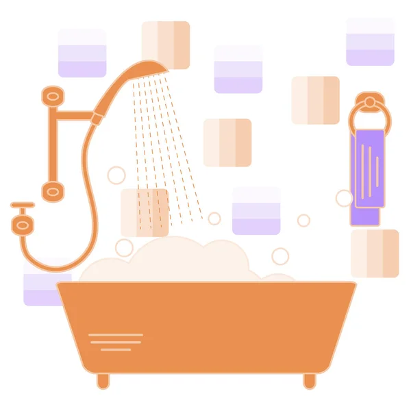 Cute vector illustration of variety bathroom elements: shower, b — Stock Vector
