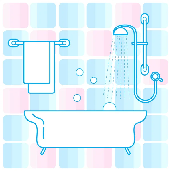 Lindo vector ilustración de la variedad de elementos de baño: ducha, b — Vector de stock